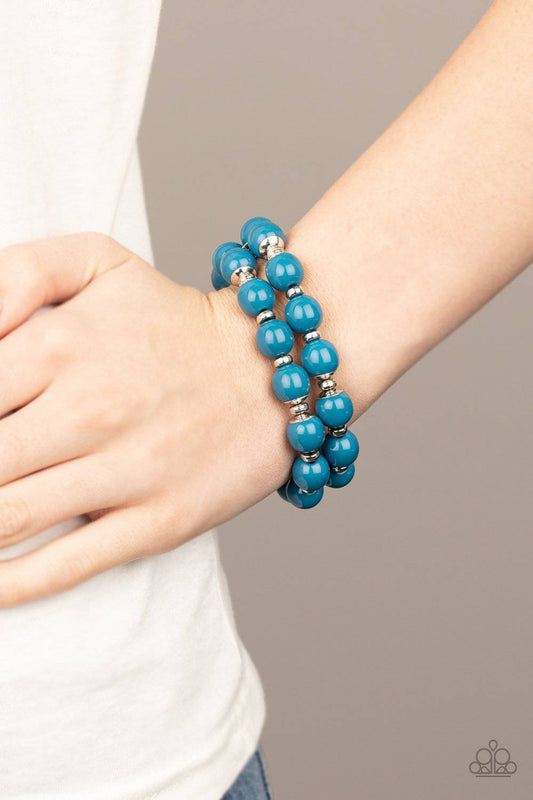 Bubble Blast Off - Blue Stretchy Bracelet- Paparazzi Accessories - GlaMarous Titi Jewels