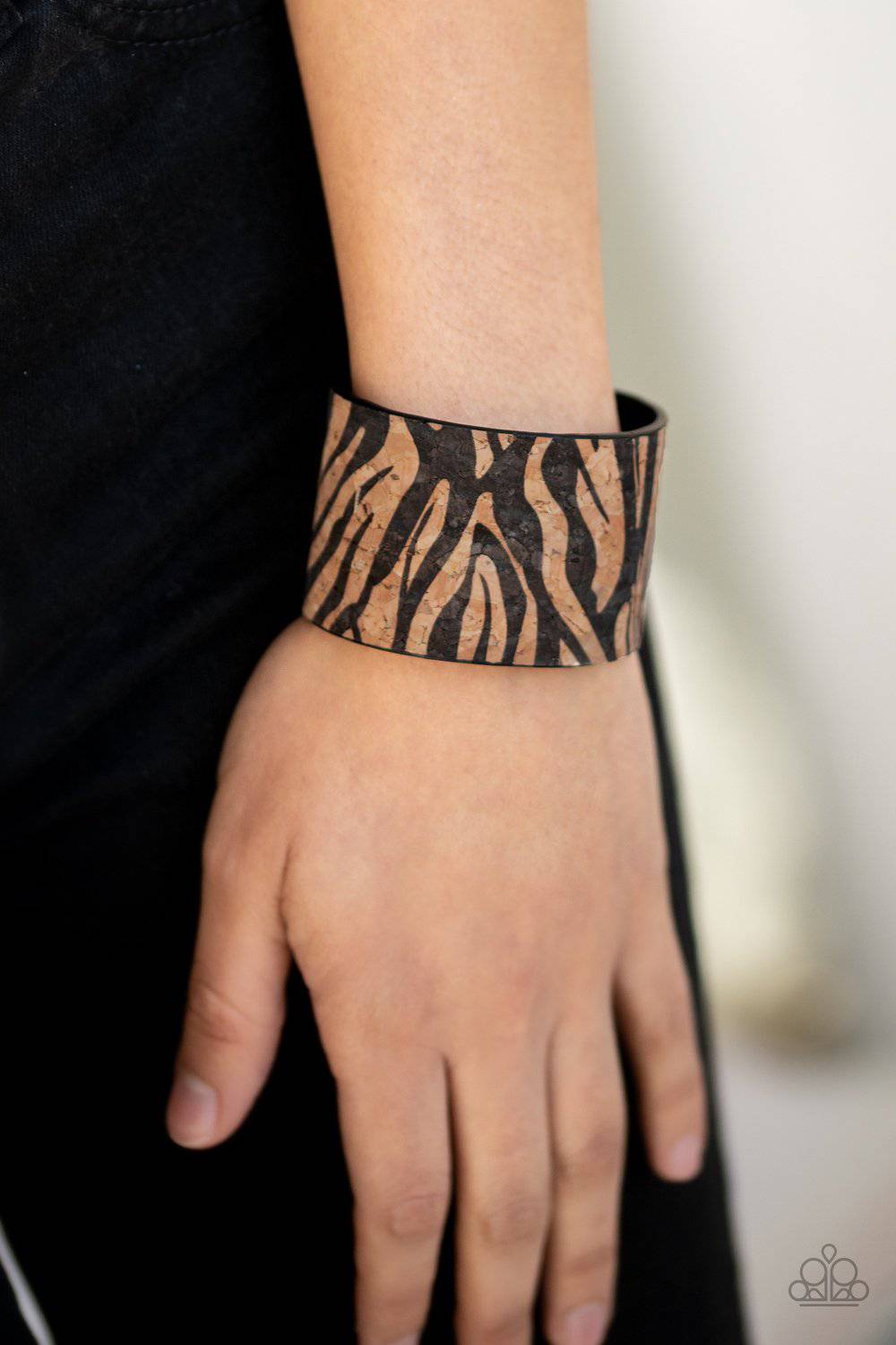 Zebra Zone - Black Zebra Cuff Bracelet- Paparazzi Accessories - GlaMarous Titi Jewels