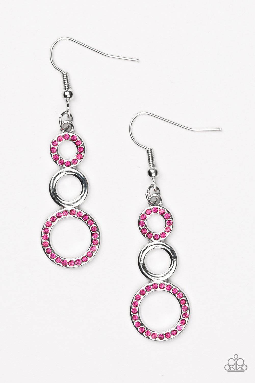 Bubble Bustle - Pink Rhinestone Earrings- Paparazzi Accessories - GlaMarous Titi Jewels