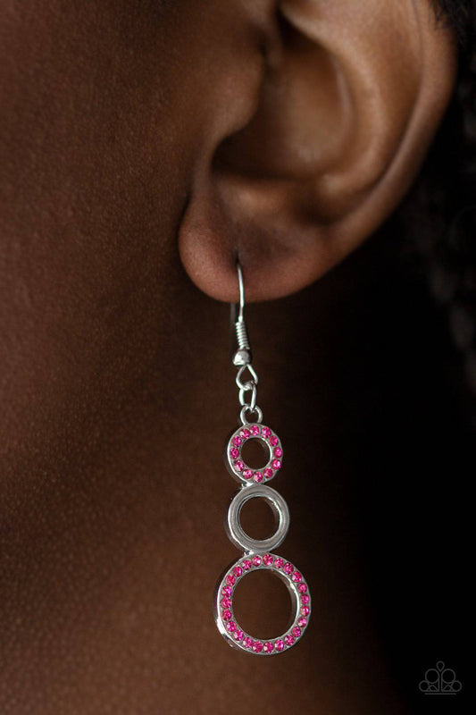 Bubble Bustle - Pink Rhinestone Earrings- Paparazzi Accessories - GlaMarous Titi Jewels