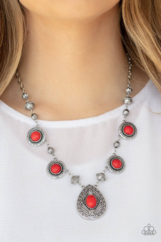 Mayan Magic - Red Stone Necklace- Paparazzi Accessories - GlaMarous Titi Jewels