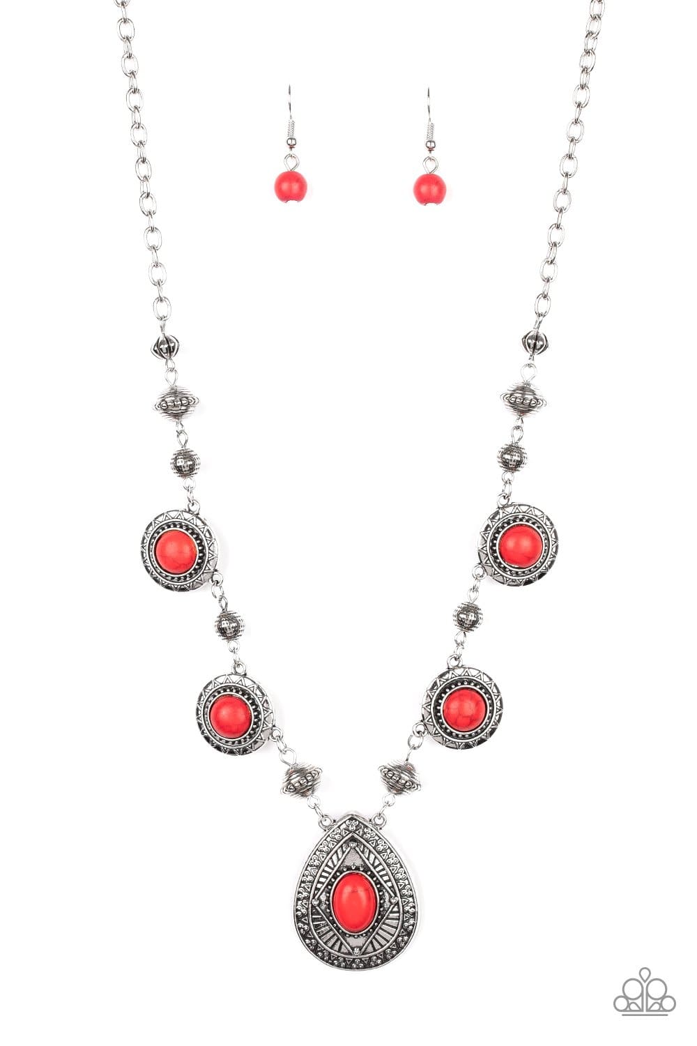 Mayan Magic - Red Stone Necklace- Paparazzi Accessories - GlaMarous Titi Jewels