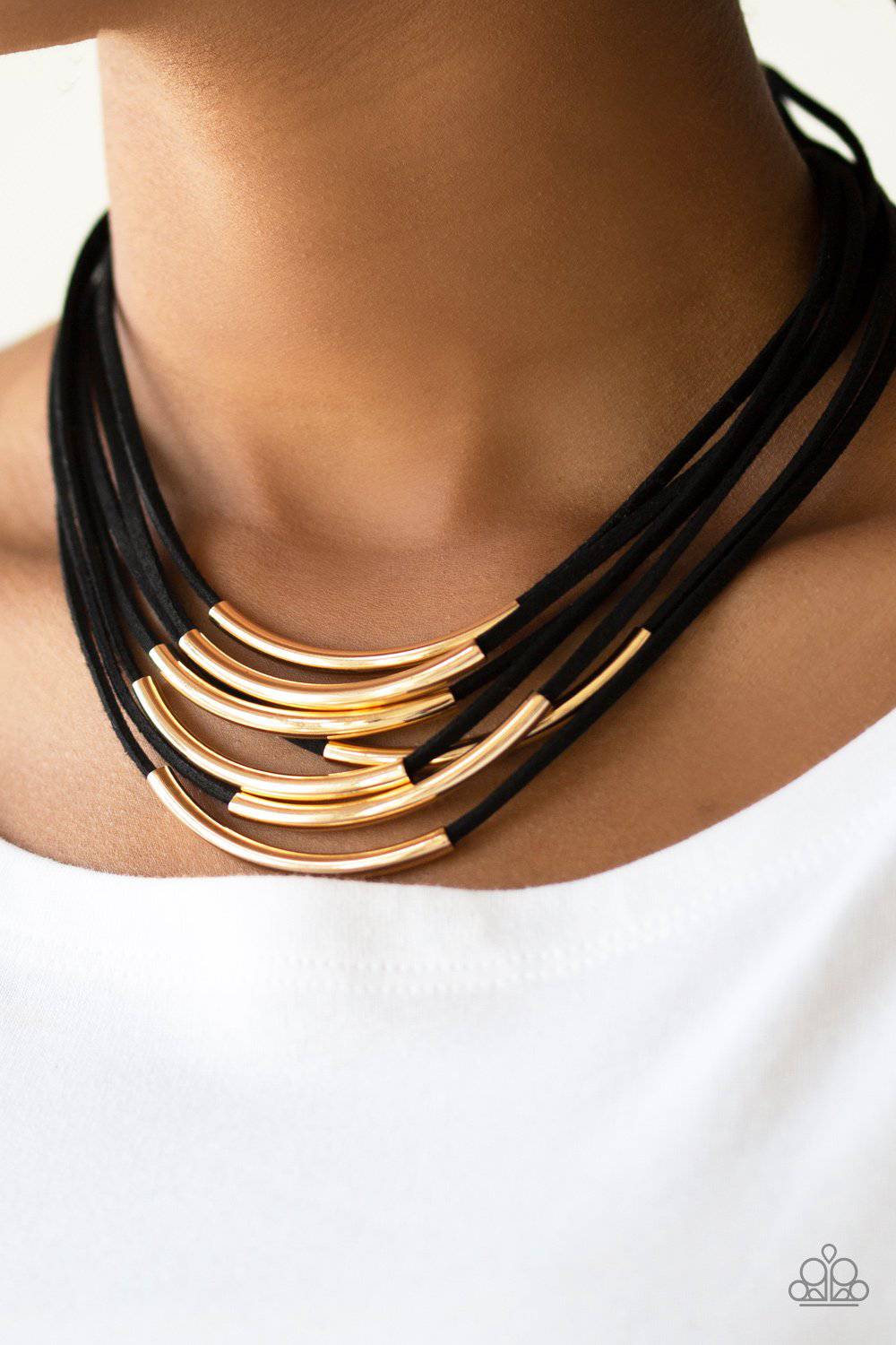 Walk The WALKABOUT - Gold Suede Layered Necklace - Paparazzi Accessories - GlaMarous Titi Jewels