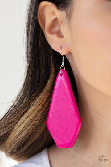 Vacation Ready - Pink Wooden Earrings - Paparazzi Accessories - GlaMarous Titi Jewels