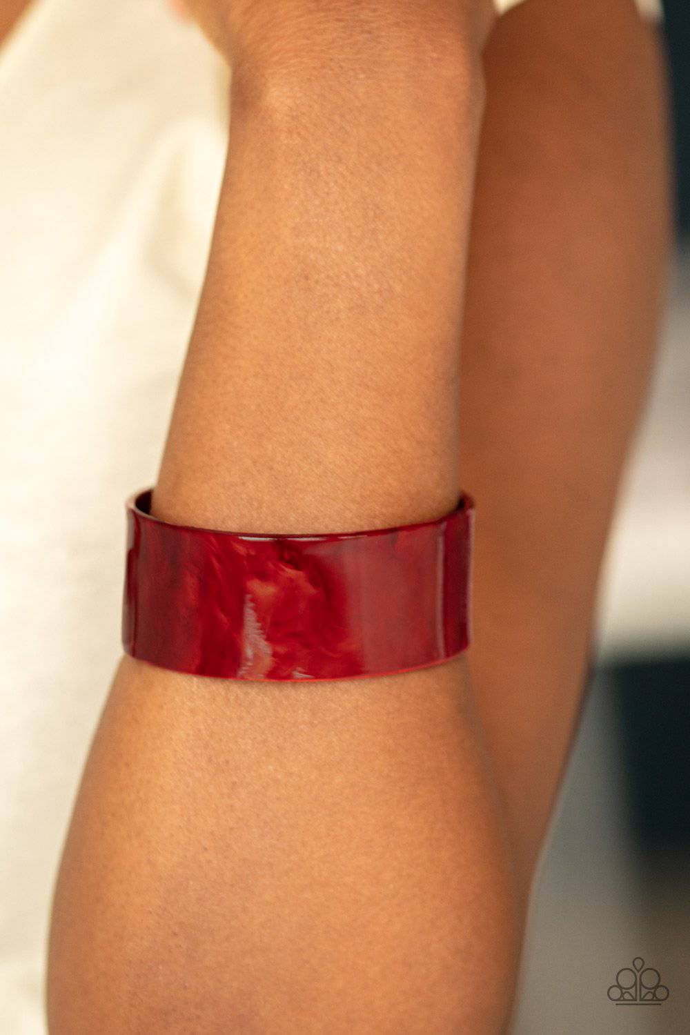 Glaze Over - Red Acrylic Cuff Bracelet - Paparazzi Accessories - GlaMarous Titi Jewels