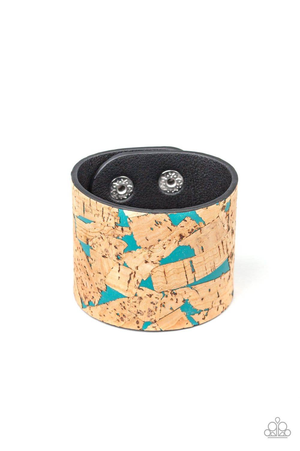 Cork Congo - Blue Cork Leather Band Bracelet - Paparazzi Accessories - GlaMarous Titi Jewels