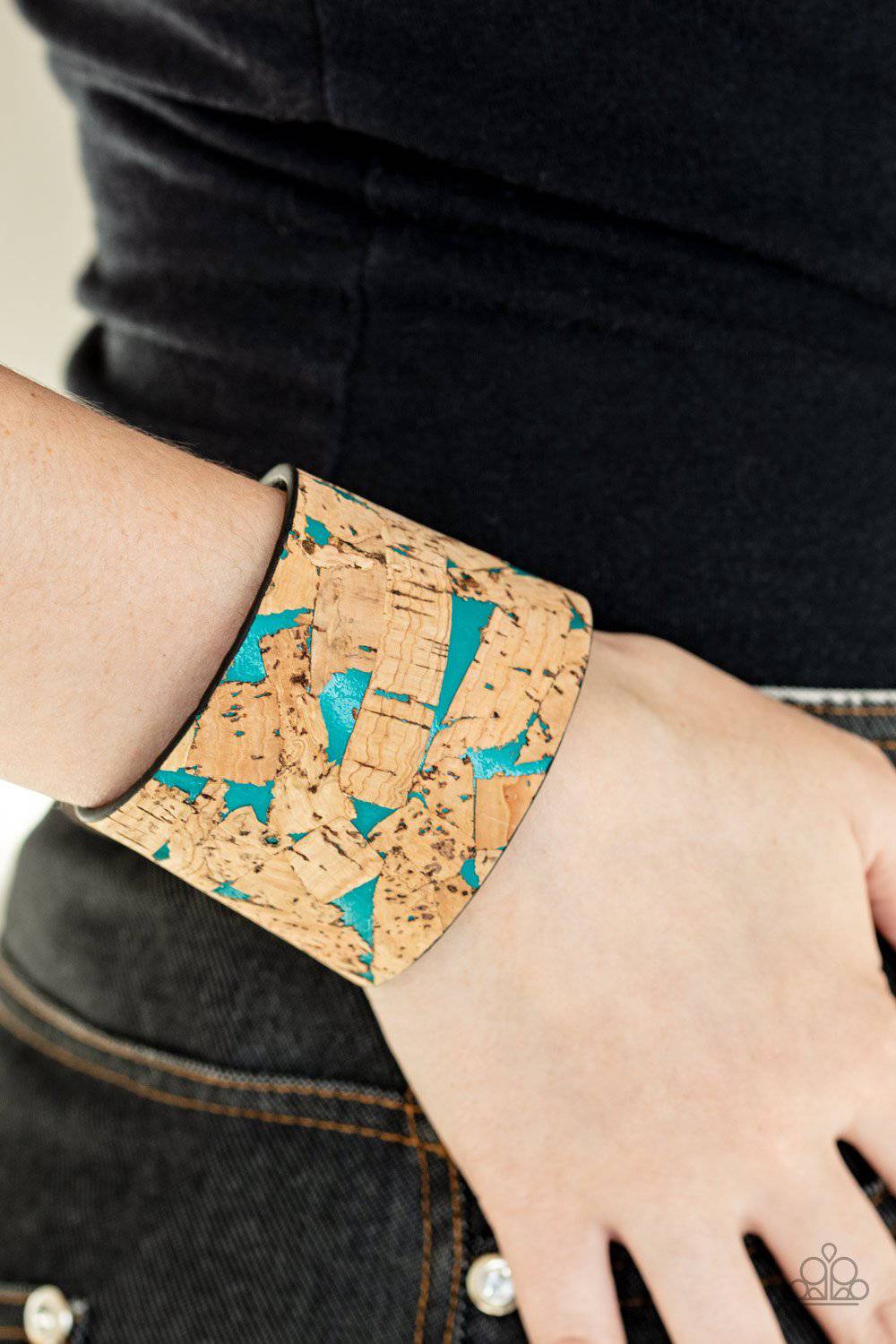 Cork Congo - Blue Cork Leather Band Bracelet - Paparazzi Accessories - GlaMarous Titi Jewels