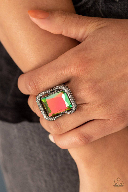 Deluxe Decadence - Emerald Cut Oil Spill Ring - Paparazzi Accessories - GlaMarous Titi Jewels