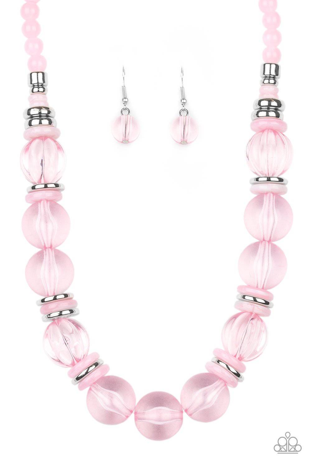 Bubbly Beauty - Pink Acrylic Glassy Bead Necklace - Paparazzi Accessories - GlaMarous Titi Jewels