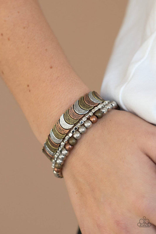 LAYER It On Me - Multi Half-Moon Shape Stretchy Bracelet - Paparazzi Accessories - GlaMarous Titi Jewels