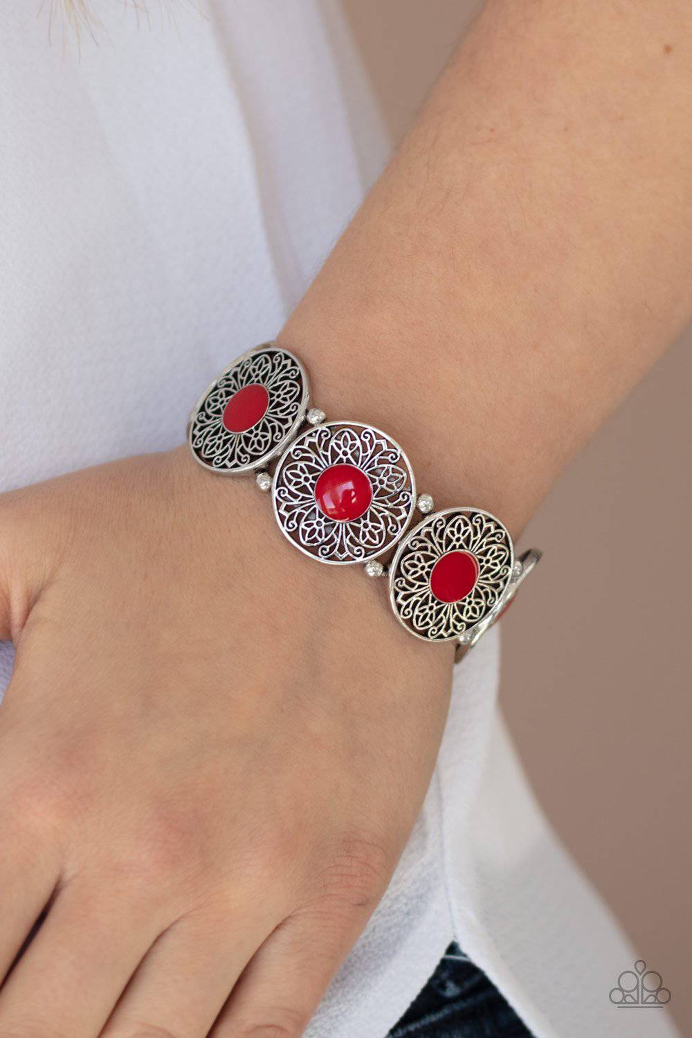Painted Garden - Red Petals Stretchy Bracelet - Paparazzi Accessories - GlaMarous Titi Jewels