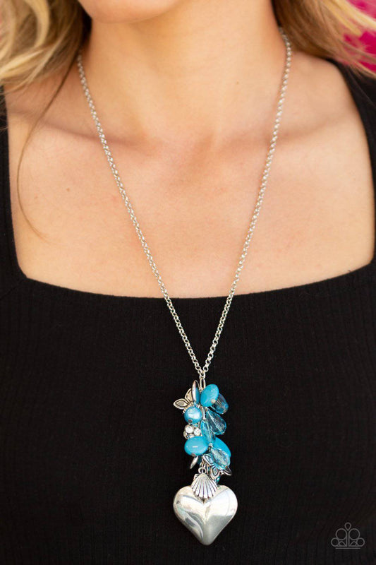 Beach Buzz - Blue Bead Charm Necklace - Paparazzi Accessories - GlaMarous Titi Jewels