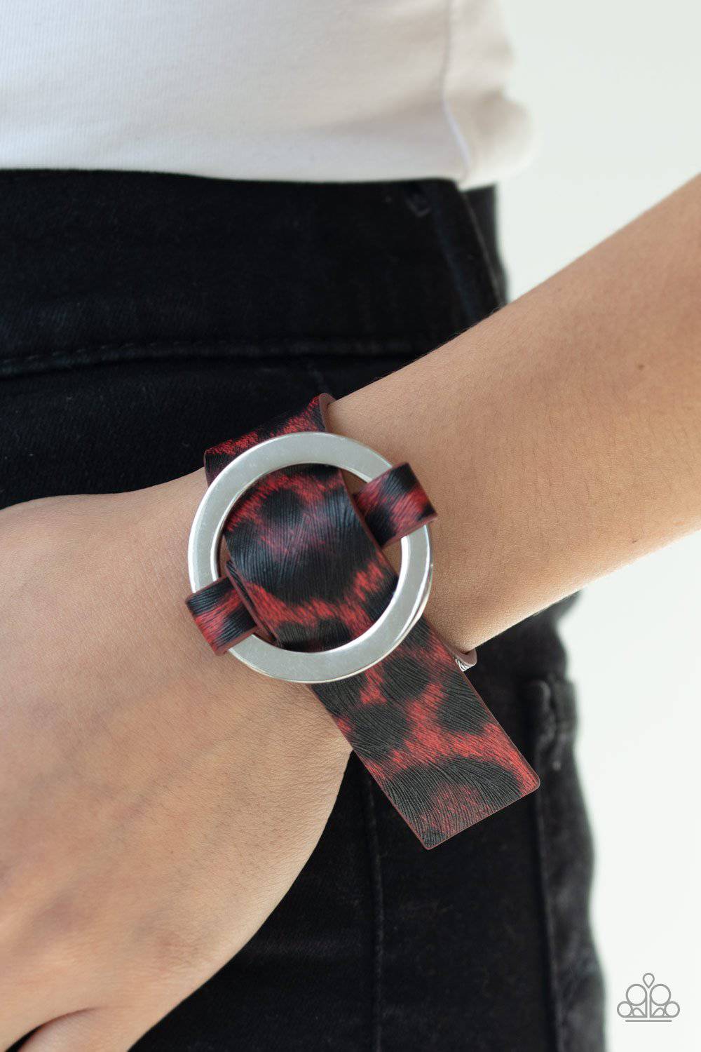 Jungle Cat Couture - Red Cheetah Print Leather Bracelet - Paparazzi Accessories - GlaMarous Titi Jewels