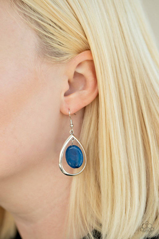 Seasonal Simplicity - Blue Stone Teardrop Earrings - Paparazzi Accessories - GlaMarous Titi Jewels