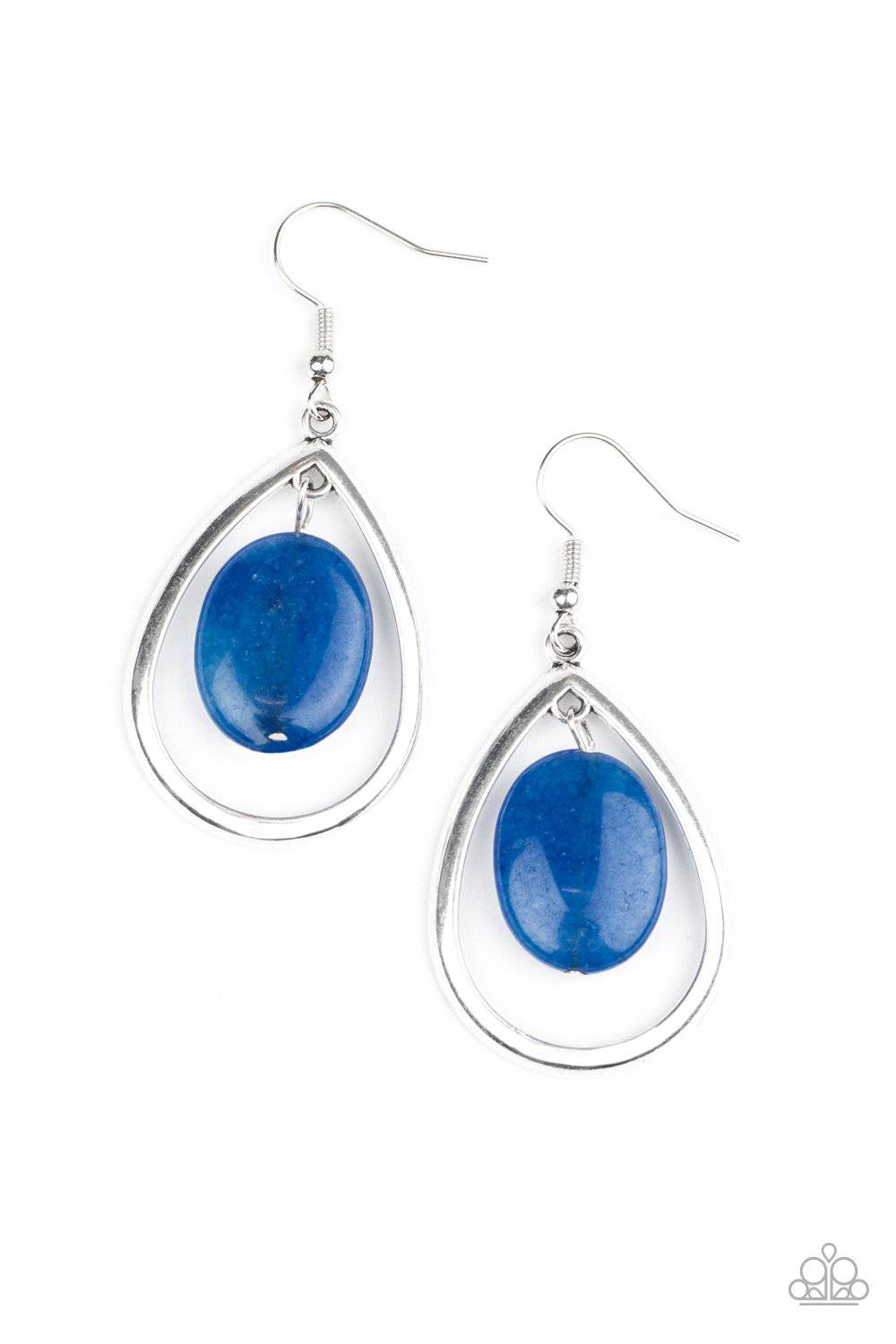 Seasonal Simplicity - Blue Stone Teardrop Earrings - Paparazzi Accessories - GlaMarous Titi Jewels