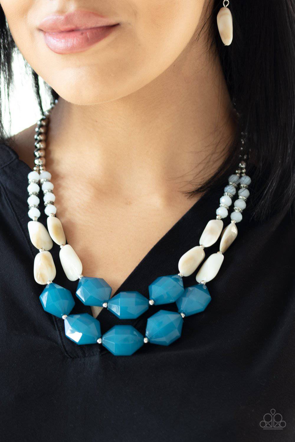 Seacoast Sunset - Blue Bead Necklace - Paparazzi Accessories - GlaMarous Titi Jewels