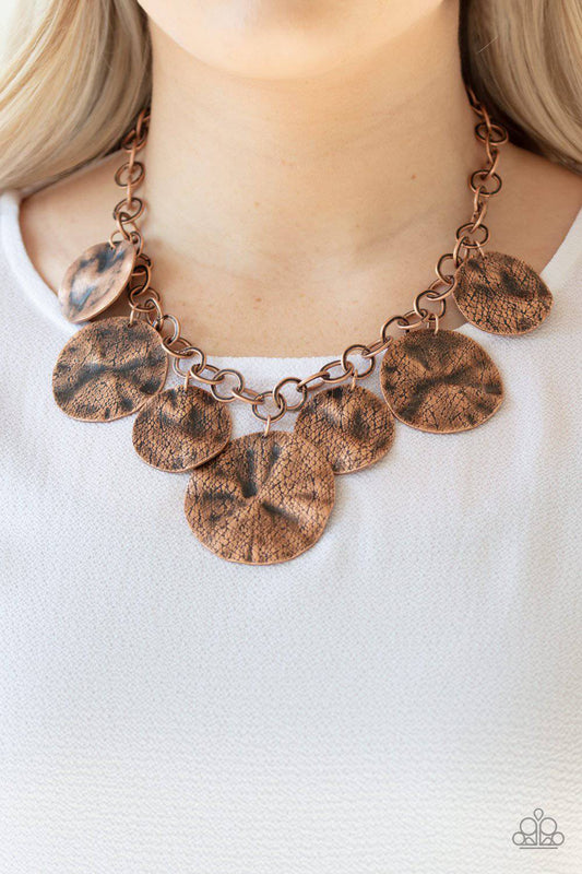 Barely Scratched The Surface - Copper Disc Collar Necklace - Paparazzi Accessories - GlaMarous Titi Jewels