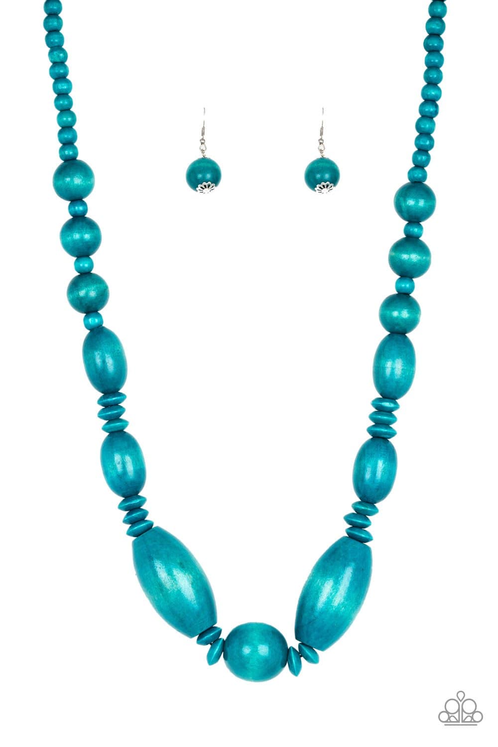 Summer Breezin - Blue Wooden Bead Necklace - Paparazzi Accessories - GlaMarous Titi Jewels