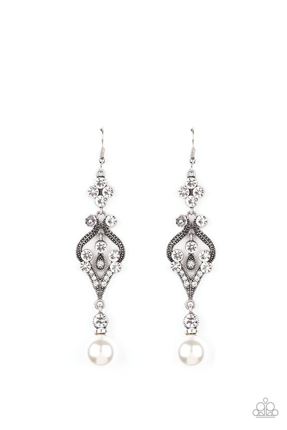 Elegantly Extravagant - White Pearl Earrings - Paparazzi Accessories - GlaMarous Titi Jewels