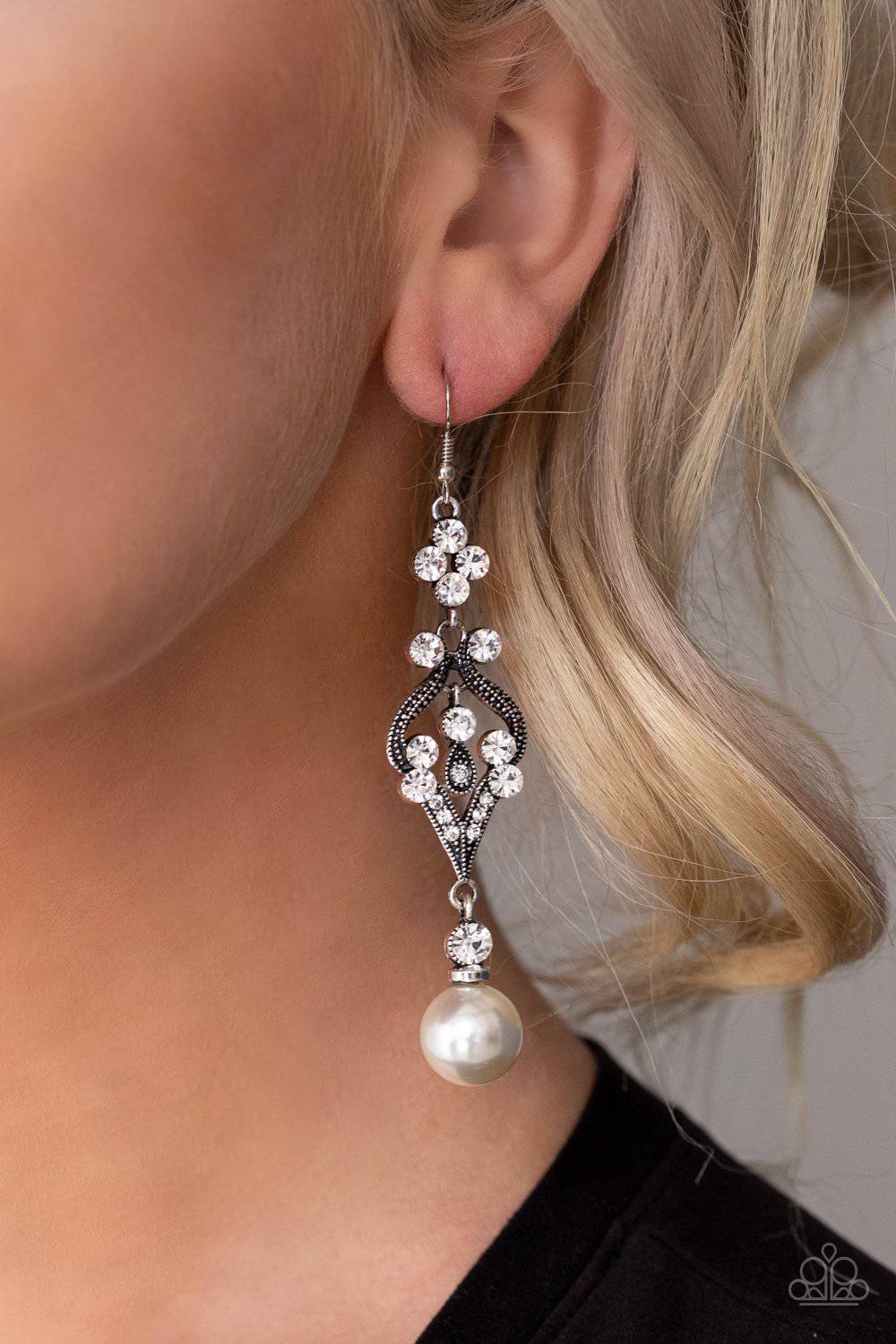 Elegantly Extravagant - White Pearl Earrings - Paparazzi Accessories - GlaMarous Titi Jewels