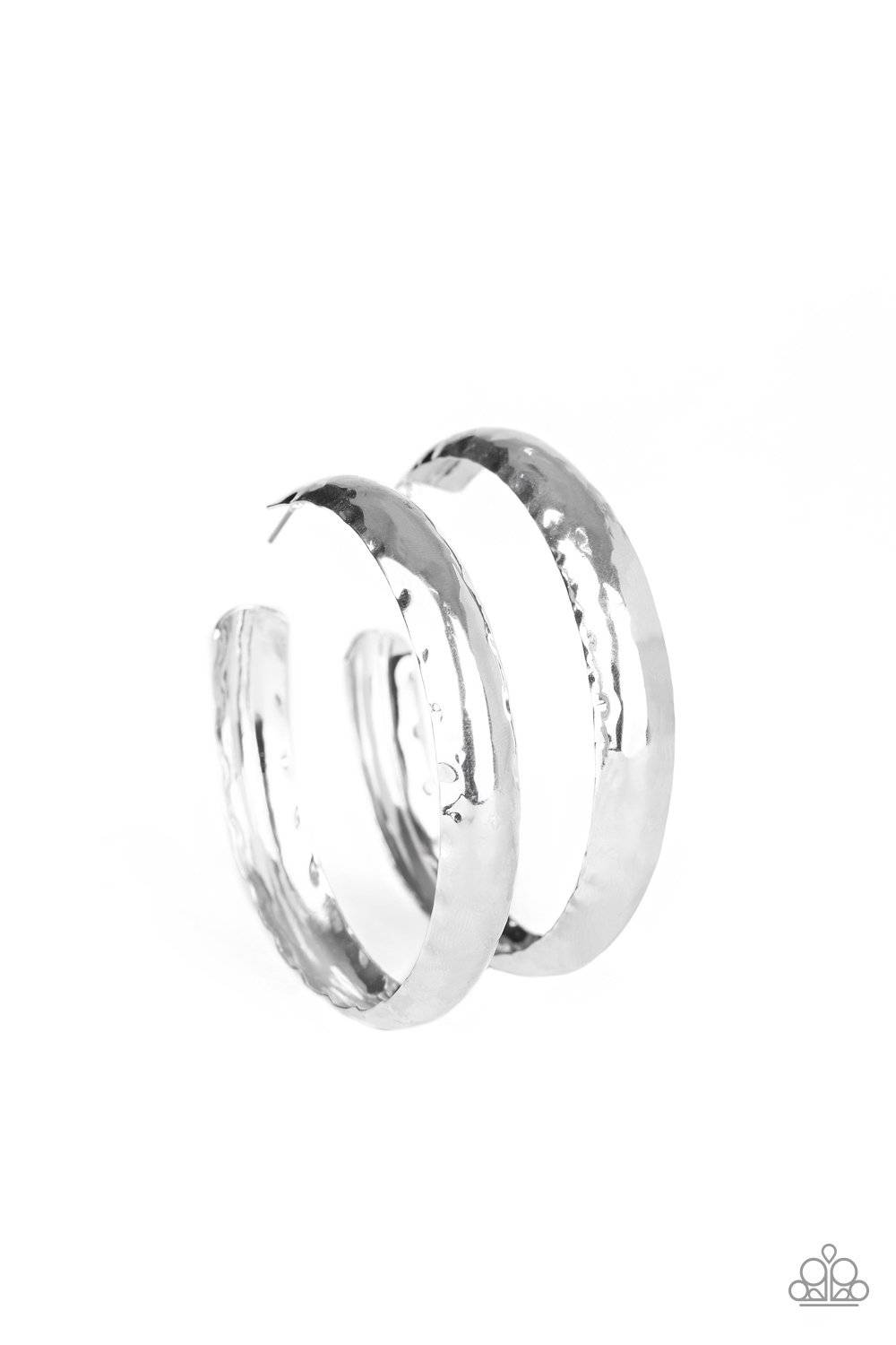 Check Out These Curves - Silver Hoop Earrings - Paparazzi Accessories - GlaMarous Titi Jewels