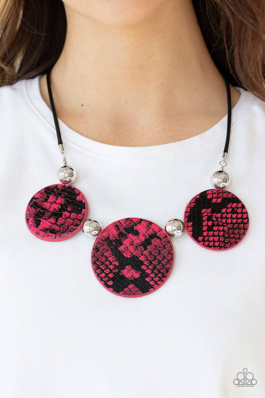 Viper Pit - Pink & Black Python Necklace - Paparazzi Accessories - GlaMarous Titi Jewels