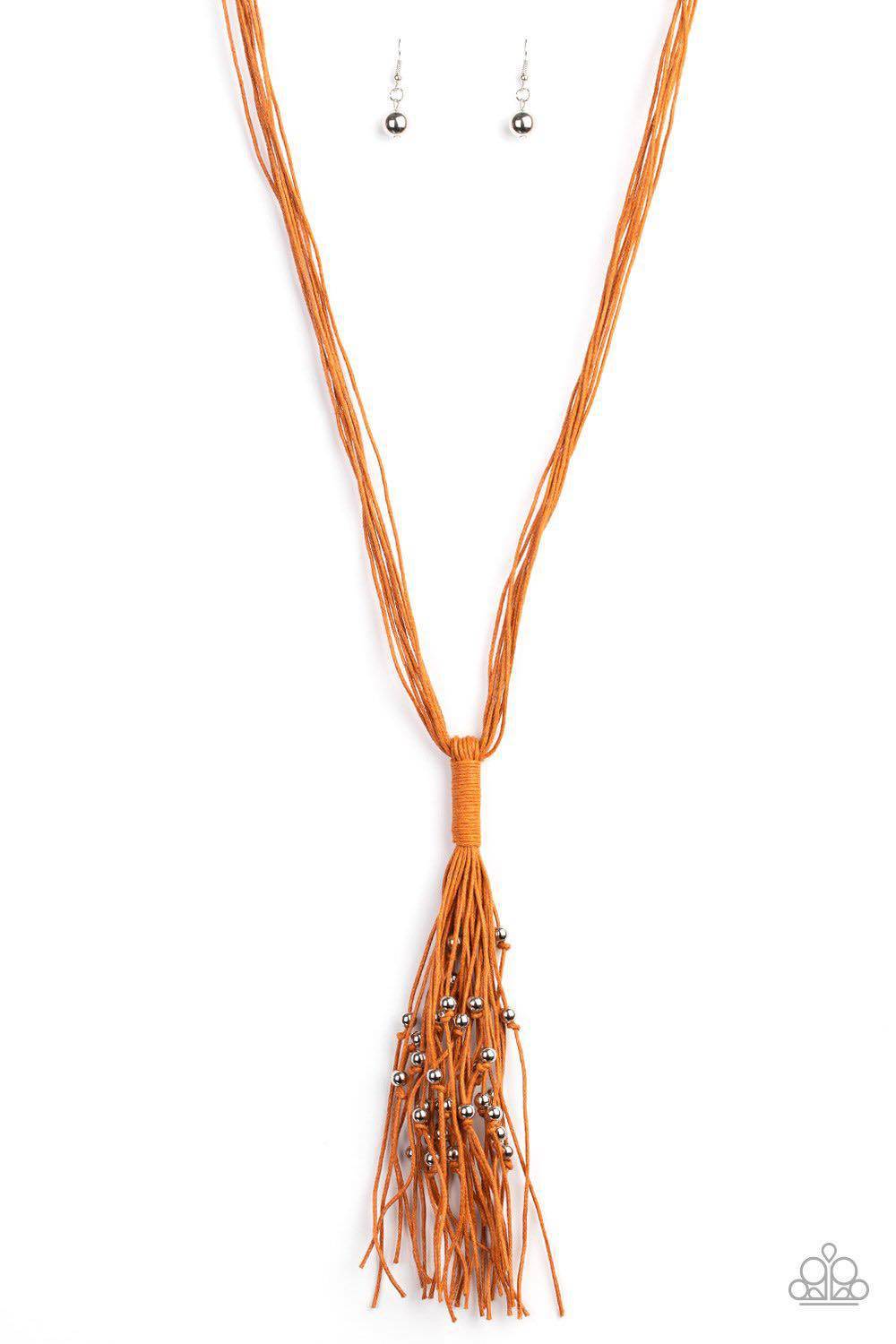 Hand-Knotted Knockout - Orange Knotted Tassel Necklace- Paparazzi Accessories - GlaMarous Titi Jewels