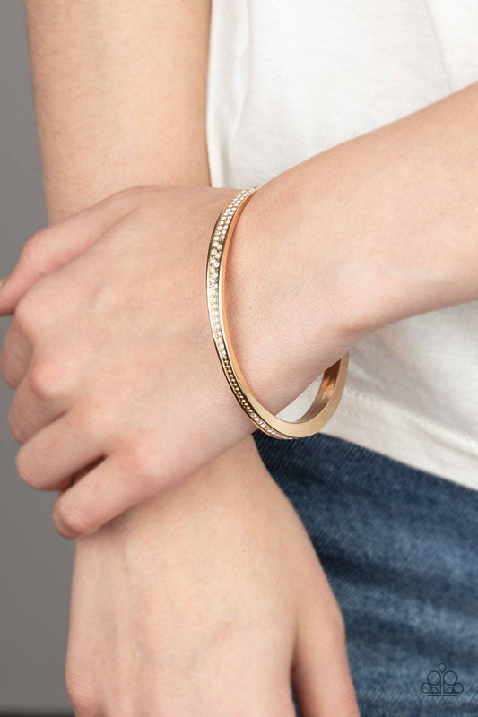 Power Move - Gold Rhinestone Bangle Bracelet - Paparazzi Accessories - GlaMarous Titi Jewels