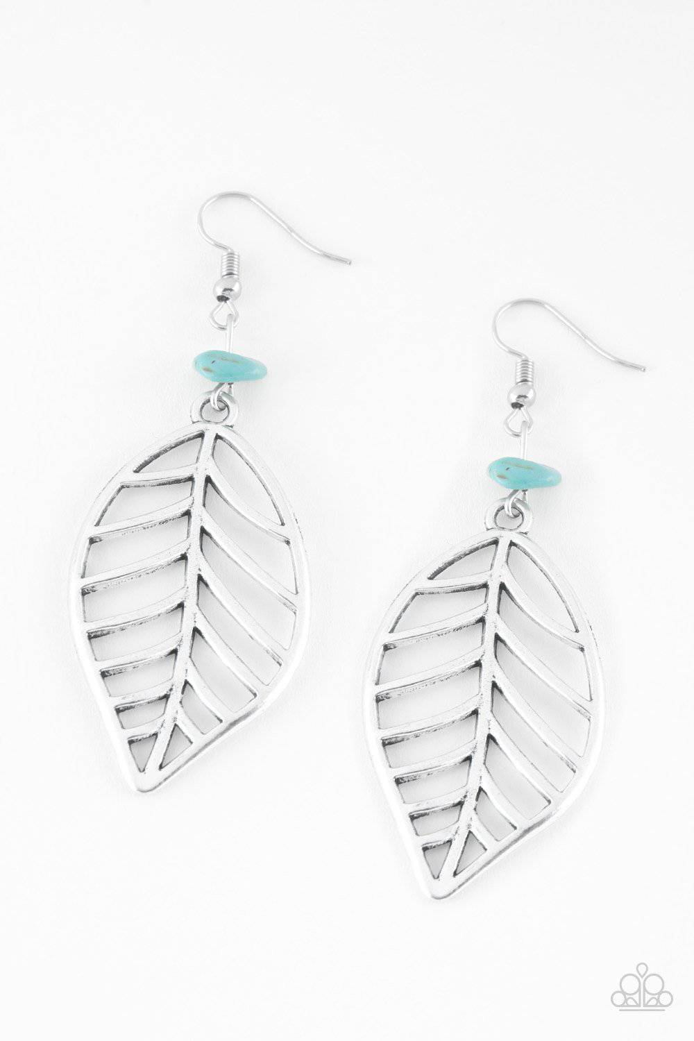 BOUGH Out - Turquoise Blue Leaf Earrings - Paparazzi Accessories - GlaMarous Titi Jewels