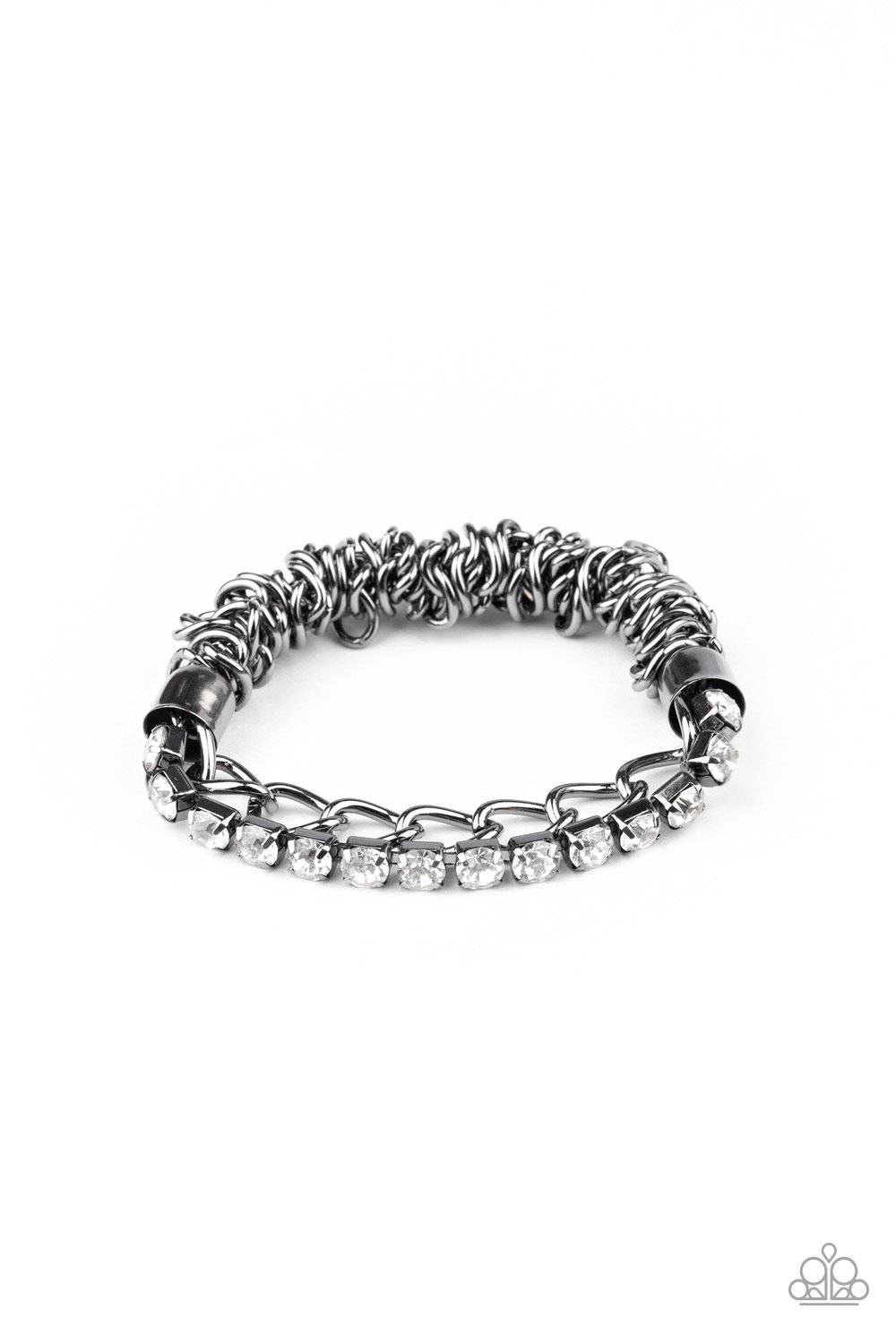 Glamour Grid - Black Rhinestone Stretchy Bracelet - Paparazzi Accessories - GlaMarous Titi Jewels