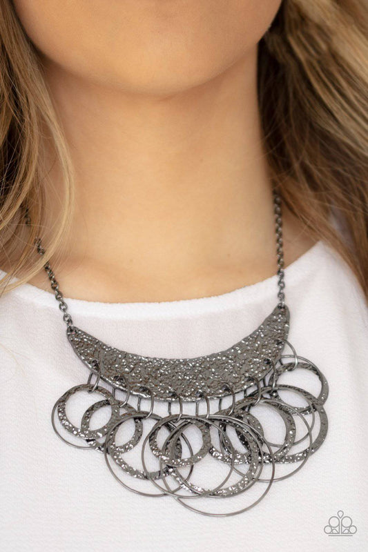 Metro Eclipse - Black Gunmetal Moon-like Collar Necklace - Paparazzi Accessories - GlaMarous Titi Jewels