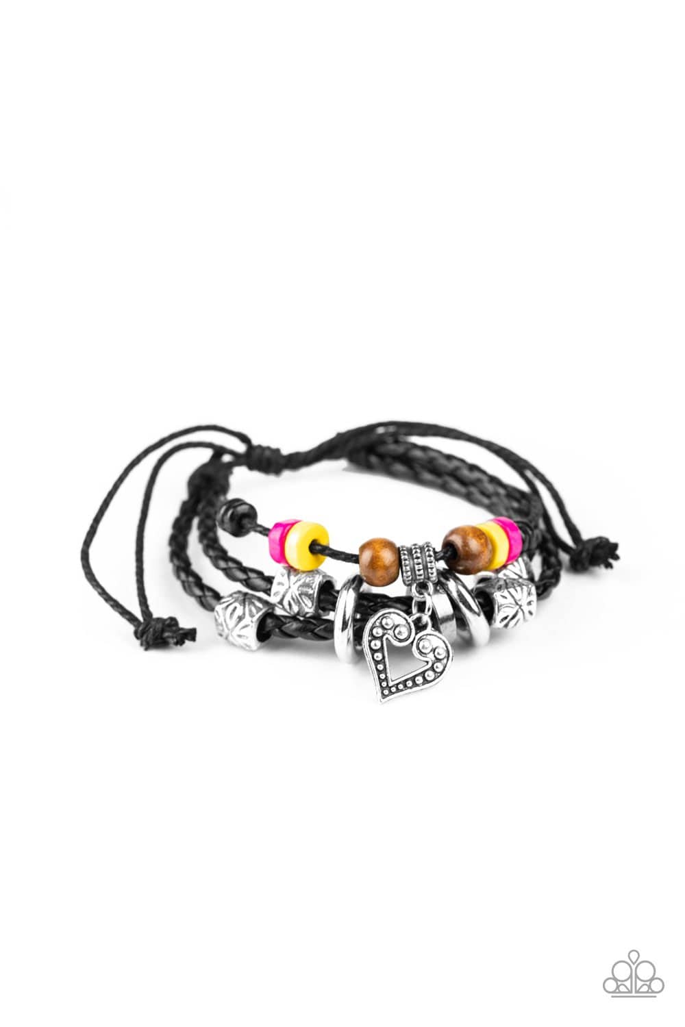 Highlands Heart - Multi Wooden Bead Charm Bracelet - Paparazzi Accessories - GlaMarous Titi Jewels