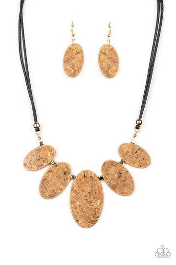 Natures Finest - Gold Cork Necklace - Paparazzi Accessories - GlaMarous Titi Jewels