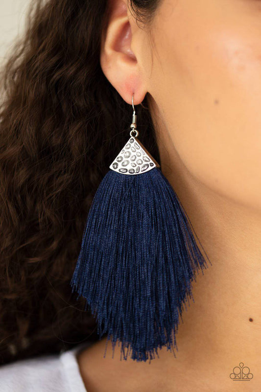 Tassel Tempo - Blue Fringe Earrings - Paparazzi Accessories - GlaMarous Titi Jewels