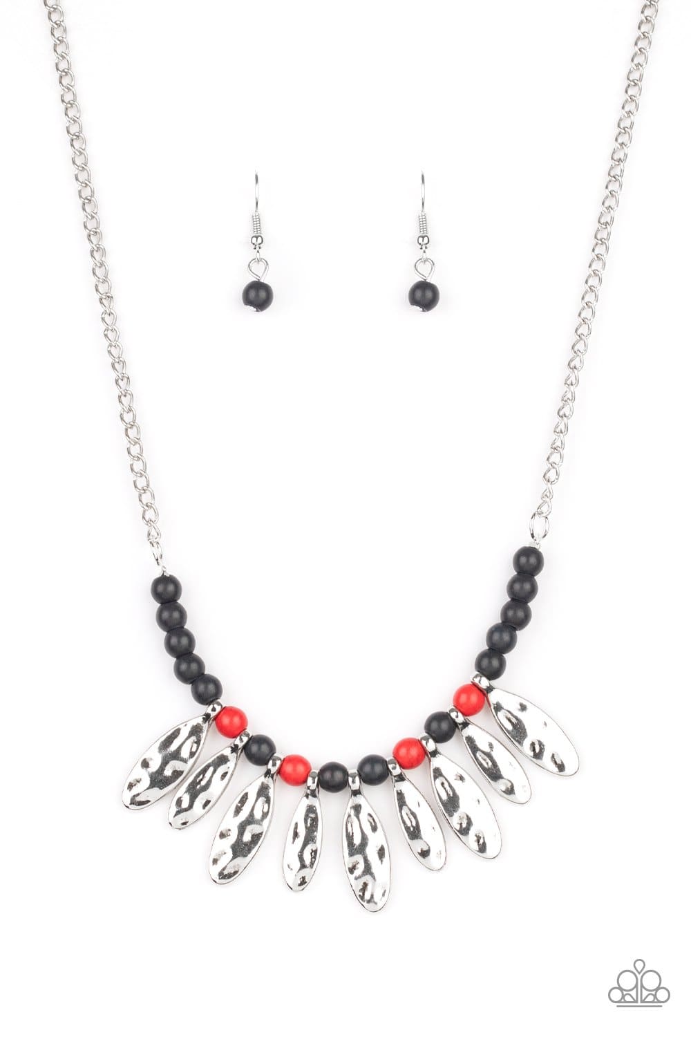 Neutral TERRA-tory - Red & Black Stone Necklace - Paparazzi Accessories - GlaMarous Titi Jewels