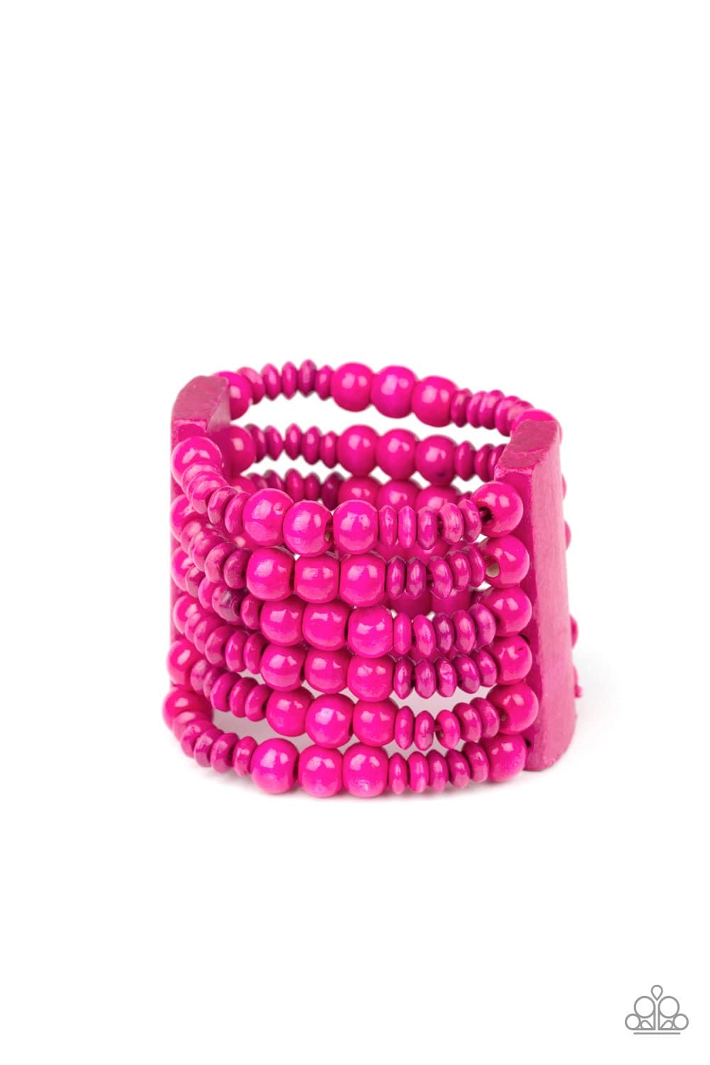 Dont Stop BELIZE-ing - Pink Wooden Bracelet - Paparazzi Accessories - GlaMarous Titi Jewels