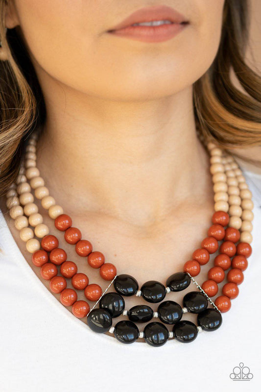 Beach Bauble - Multi Brown & Black Bead Necklace - Paparazzi Accessories - GlaMarous Titi Jewels