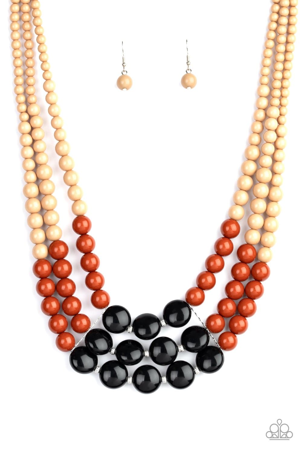 Beach Bauble - Multi Brown & Black Bead Necklace - Paparazzi Accessories - GlaMarous Titi Jewels