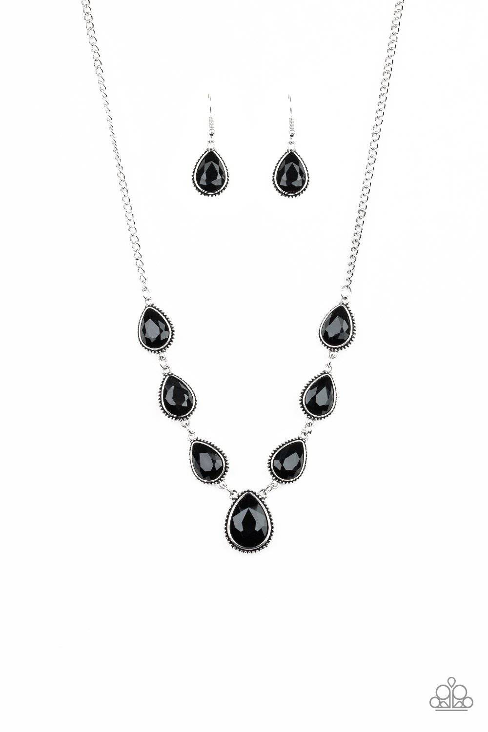 Socialite Social - Black Teardrop Gem Necklace - Paparazzi Accessories - GlaMarous Titi Jewels