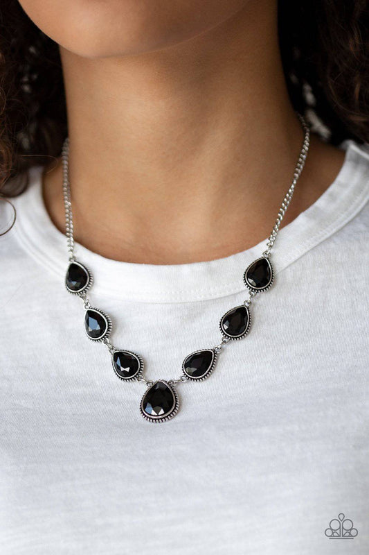 Socialite Social - Black Teardrop Gem Necklace - Paparazzi Accessories - GlaMarous Titi Jewels