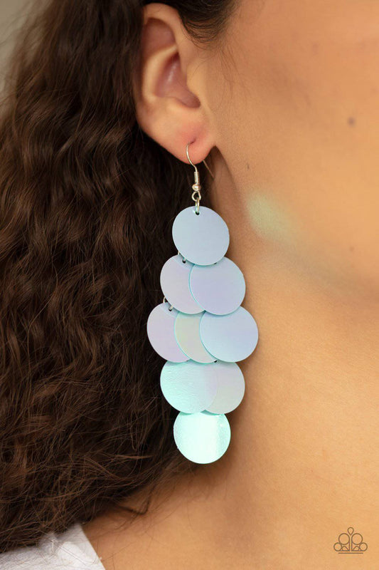 Mermaid Shimmer - Blue Iridescent Earrings - Paparazzi Accessories - GlaMarous Titi Jewels