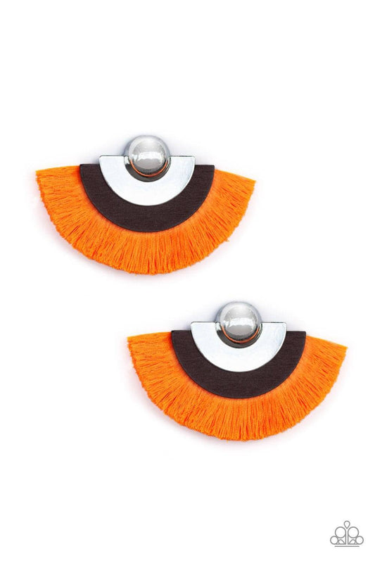 Fan The FLAMBOYANCE - Neon Orange Fringe Earrings - Paparazzi Accessories - GlaMarous Titi Jewels