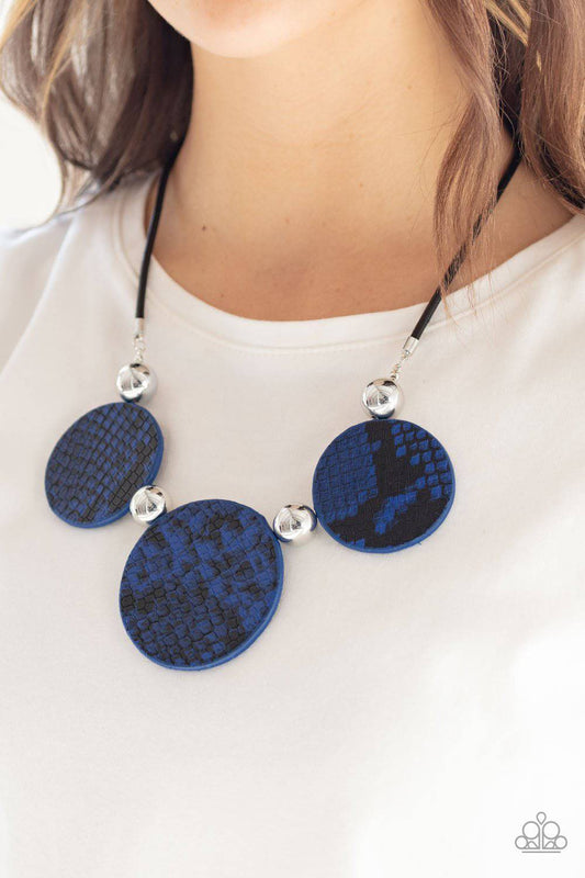 Viper Pit - Blue & Black Python Necklace - Paparazzi Accessories - GlaMarous Titi Jewels