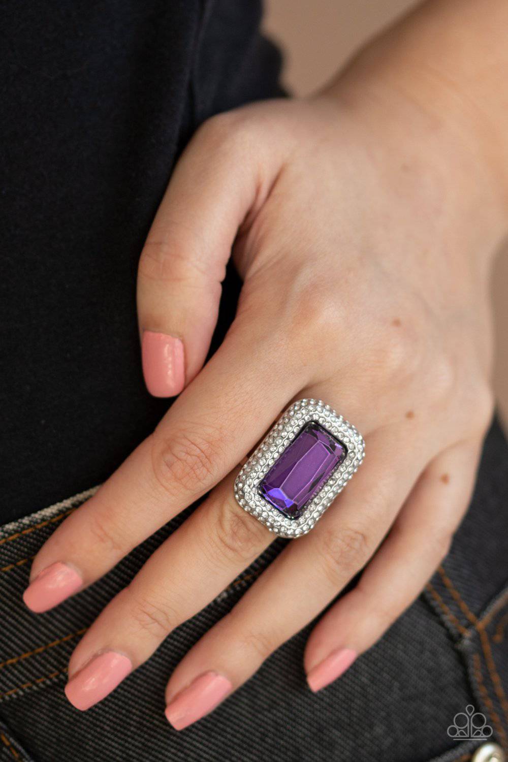 A Grand STATEMENT-MAKER - Purple Emerald Cut Ring - Paparazzi Accessories - GlaMarous Titi Jewels