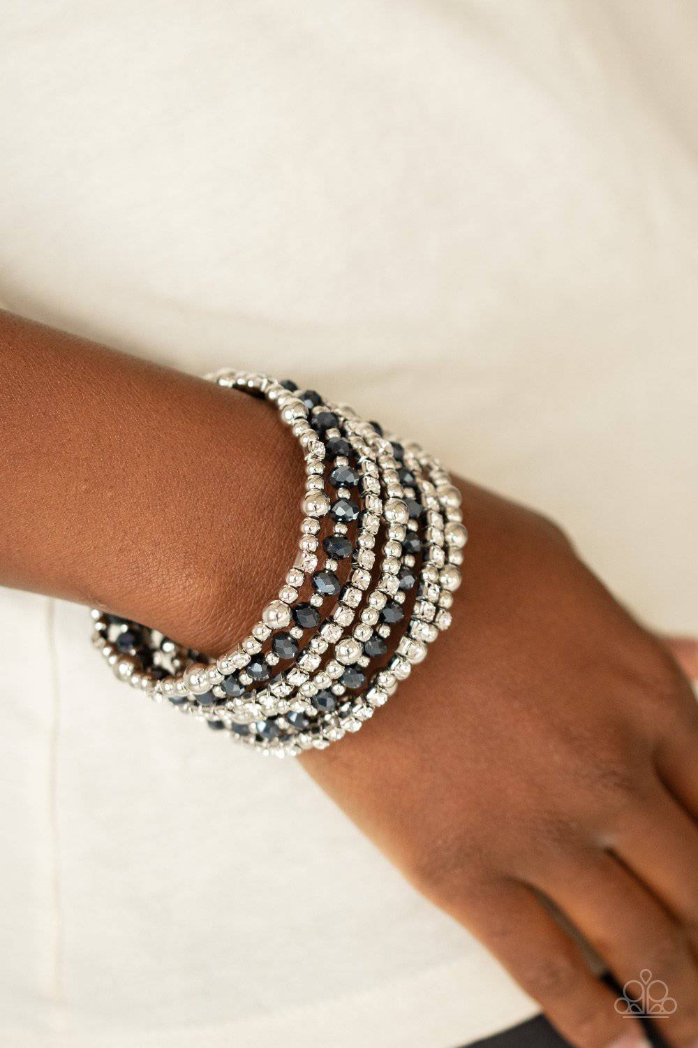 ICE Knowing You - Blue Coil Infinity Bracelet - Paparazzi Accessories - GlaMarous Titi Jewels