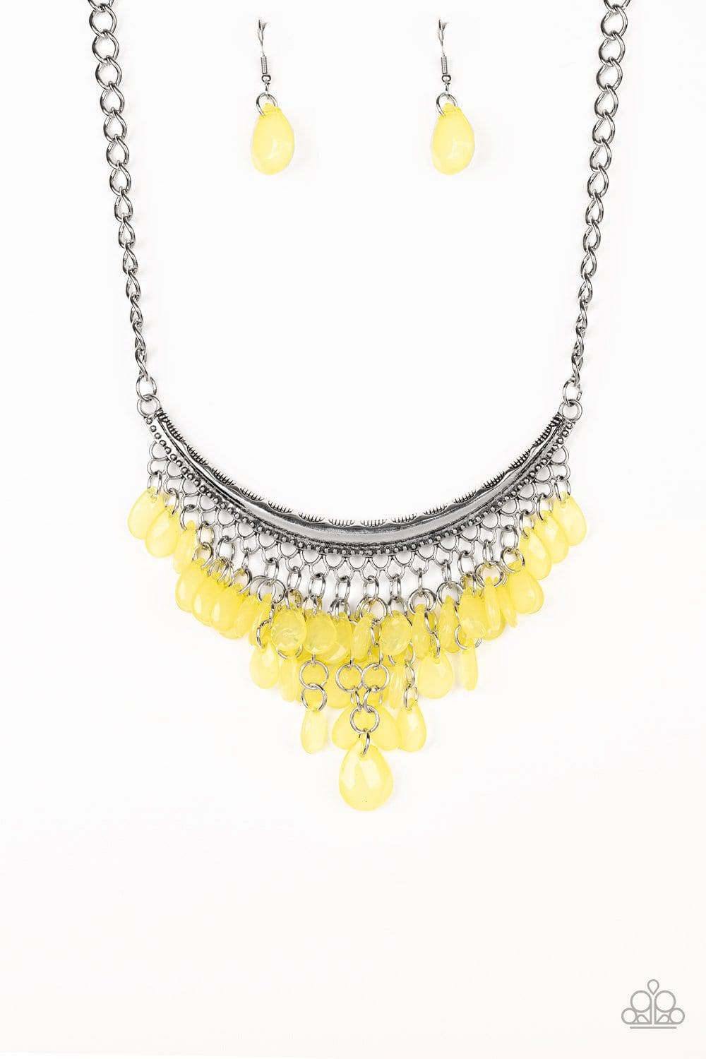 Rio Rainfall - Yellow Teardrop Bead Necklace - Paparazzi Accessories - GlaMarous Titi Jewels