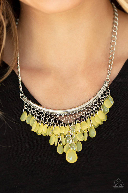 Rio Rainfall - Yellow Teardrop Bead Necklace - Paparazzi Accessories - GlaMarous Titi Jewels