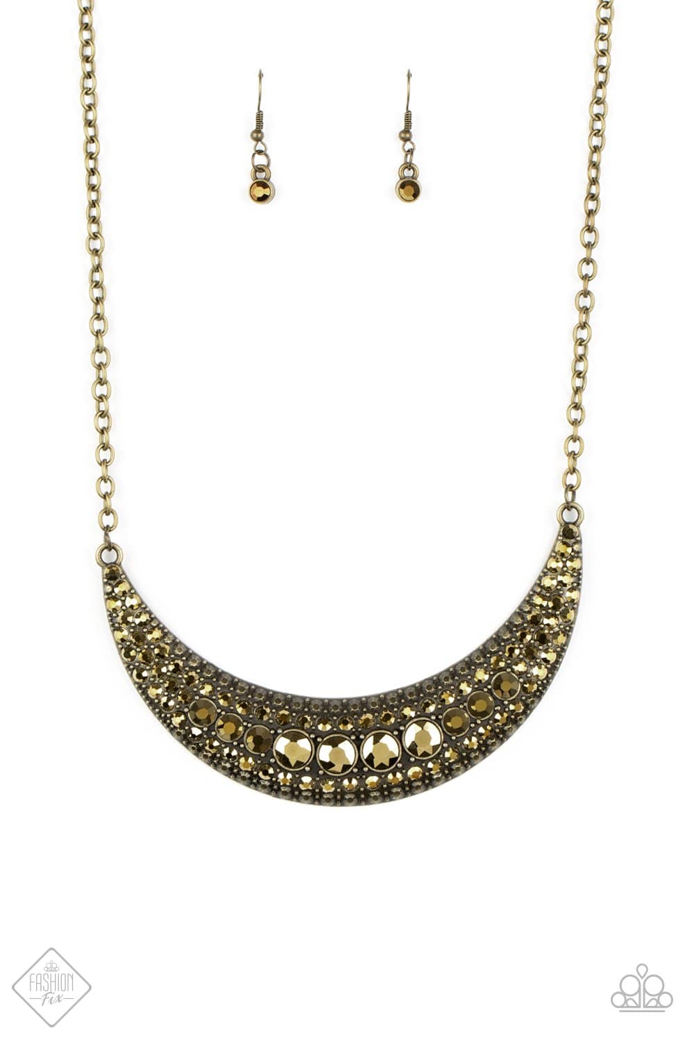 Moon Child Magic - Brass Rhinestone Necklace - Paparazzi Accessories - GlaMarous Titi Jewels