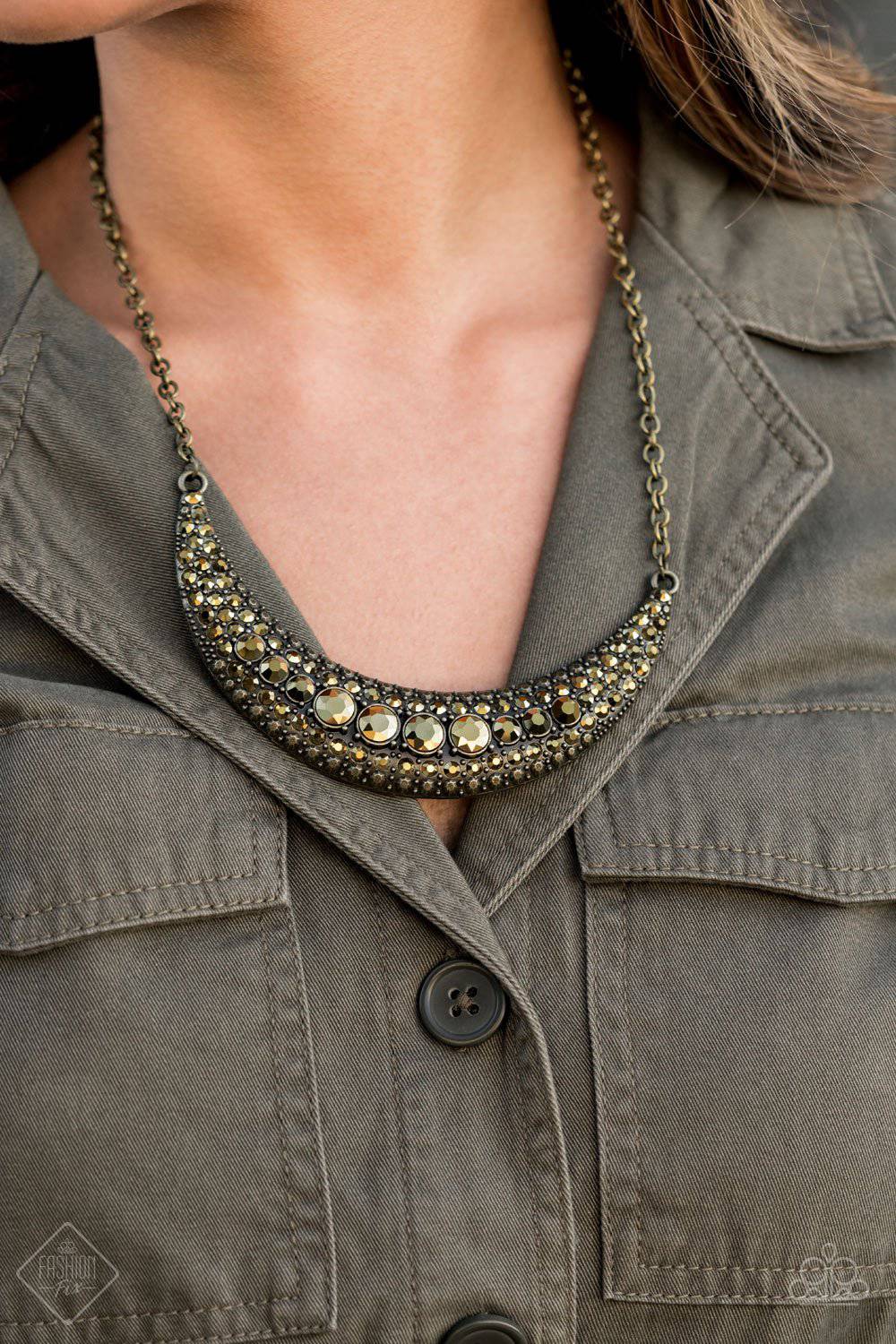 Moon Child Magic - Brass Rhinestone Necklace - Paparazzi Accessories - GlaMarous Titi Jewels