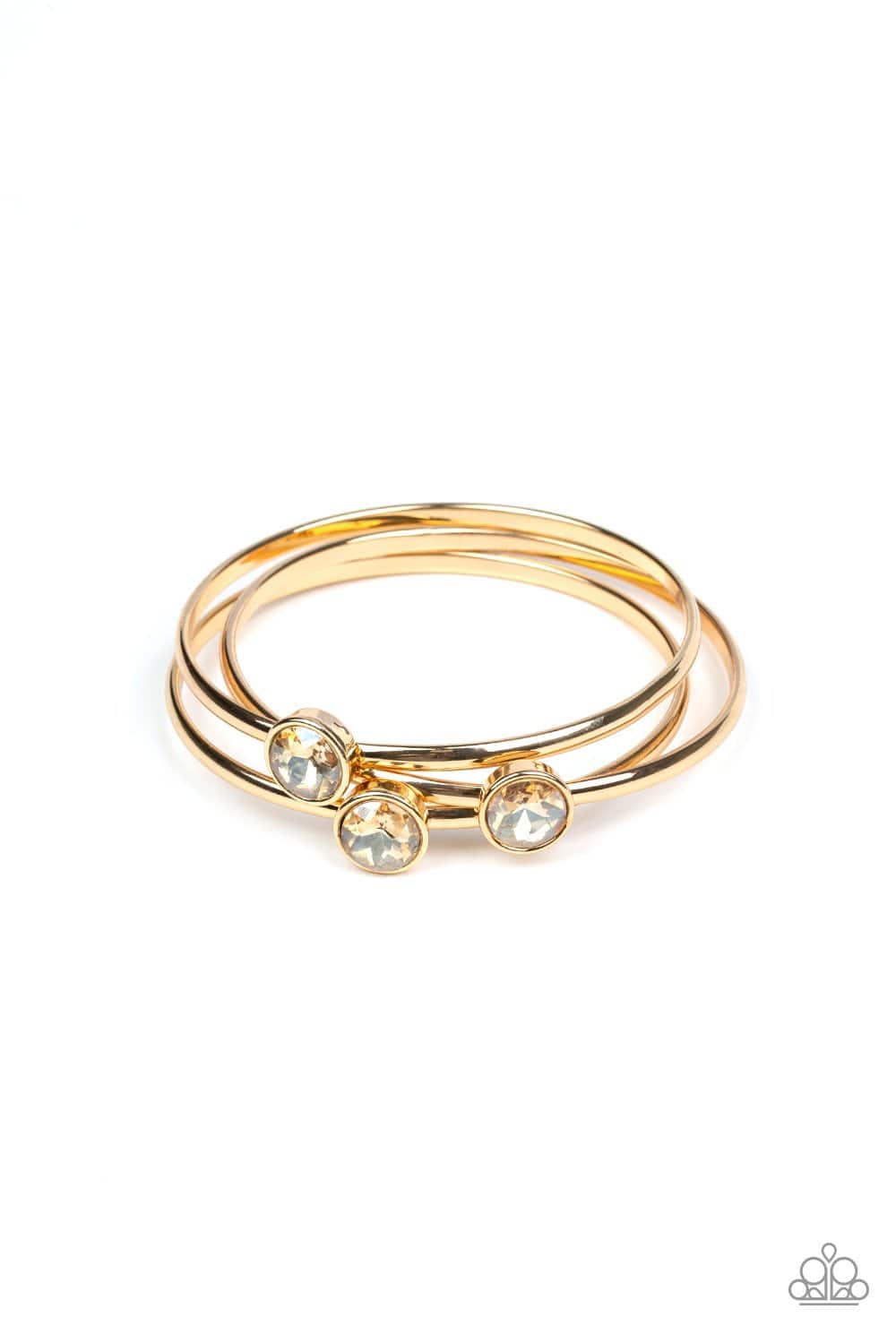 Be All You Can BEDAZZLE - Gold Gem Bangle Bracelets - Paparazzi Accessories - GlaMarous Titi Jewels